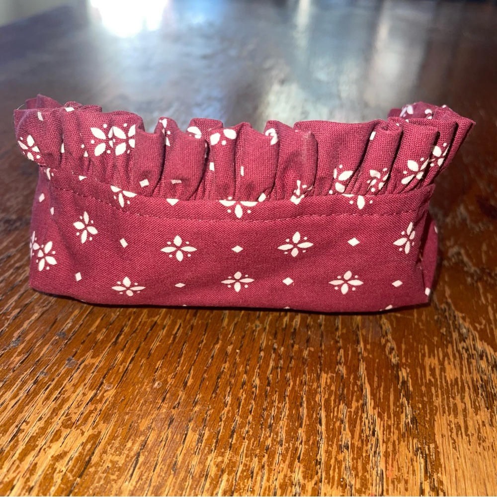 Longaberger Basket Liner Maroon Square Short 6”x1.75” EUC